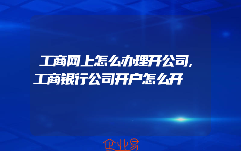 工商网上怎么办理开公司,工商银行公司开户怎么开