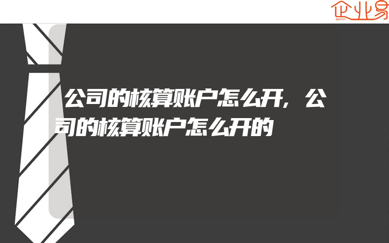 公司的核算账户怎么开,公司的核算账户怎么开的