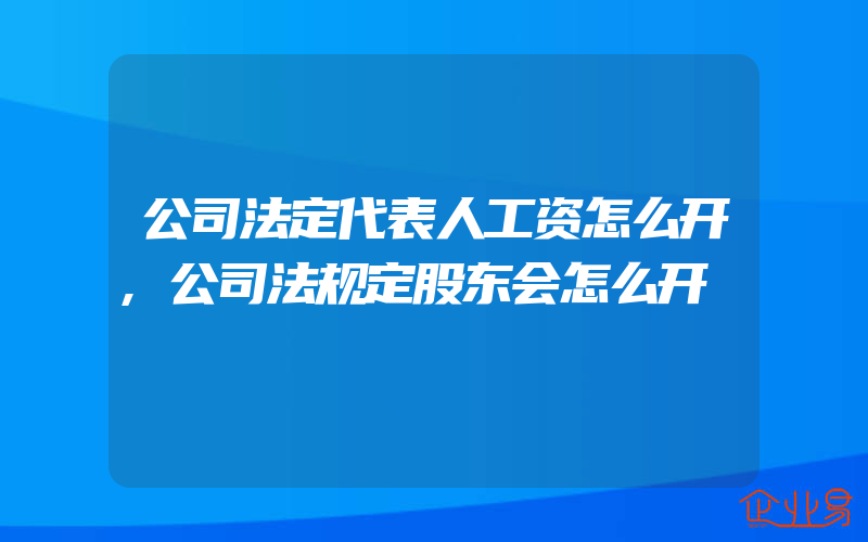 公司法定代表人工资怎么开,公司法规定股东会怎么开