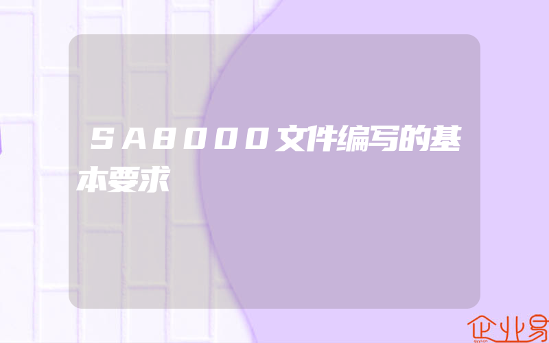 SA8000文件编写的基本要求