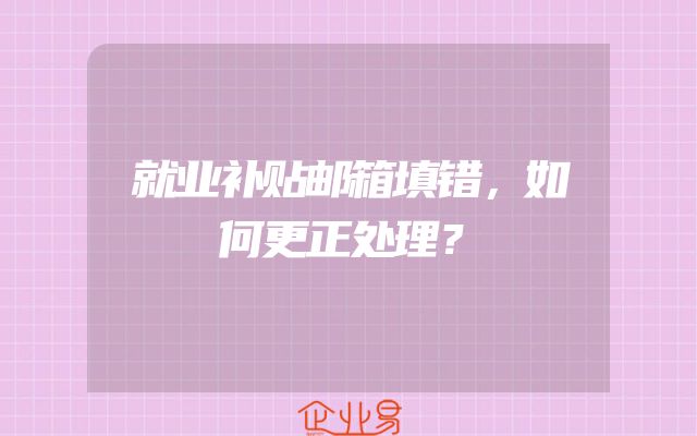 就业补贴邮箱填错，如何更正处理？
