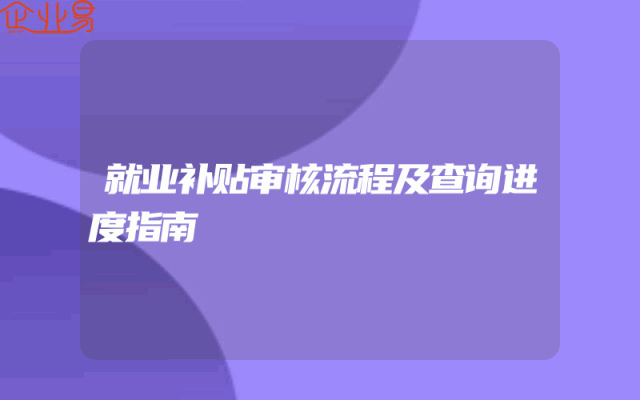 就业补贴审核流程及查询进度指南