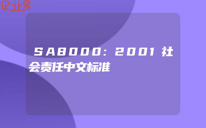 SA8000:2001社会责任中文标准