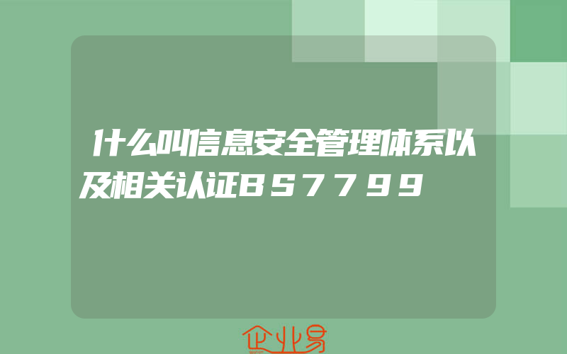 什么叫信息安全管理体系以及相关认证BS7799