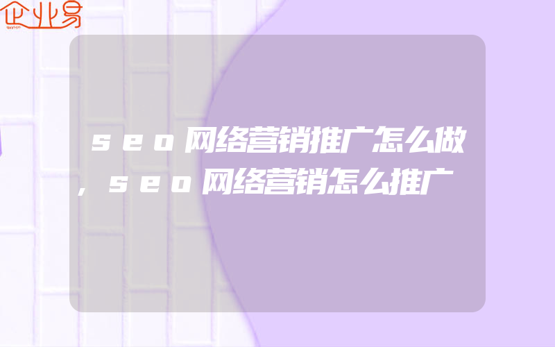 seo网络营销推广怎么做,seo网络营销怎么推广