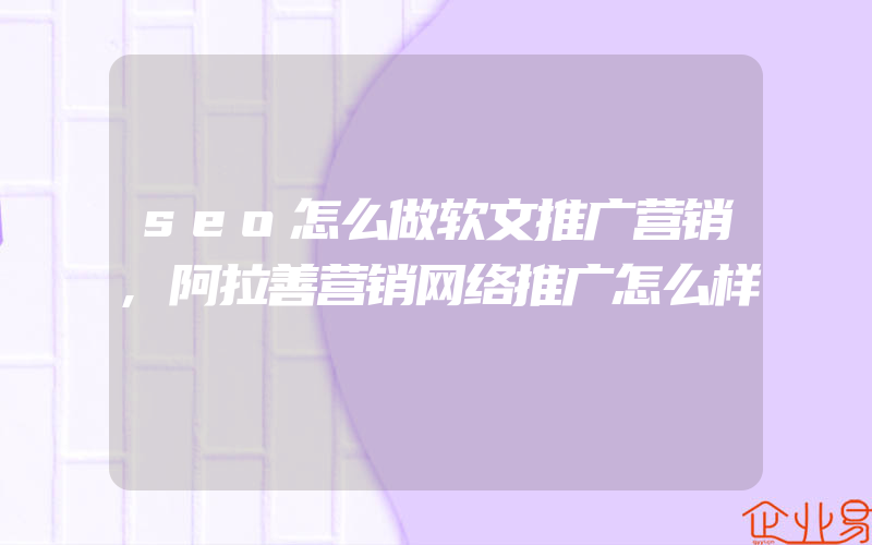 seo怎么做软文推广营销,阿拉善营销网络推广怎么样