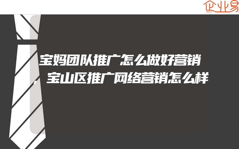 宝妈团队推广怎么做好营销,宝山区推广网络营销怎么样