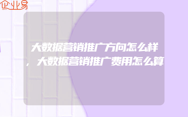 大数据营销推广方向怎么样,大数据营销推广费用怎么算