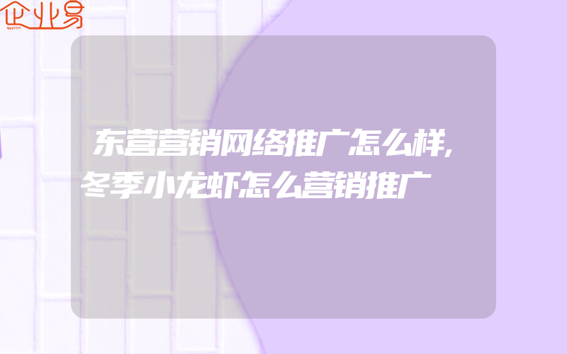 东营营销网络推广怎么样,冬季小龙虾怎么营销推广