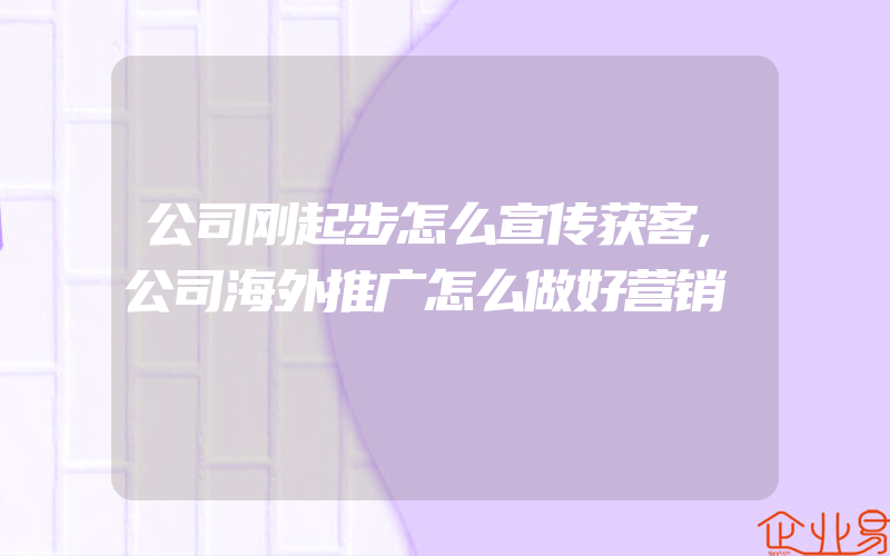 公司刚起步怎么宣传获客,公司海外推广怎么做好营销