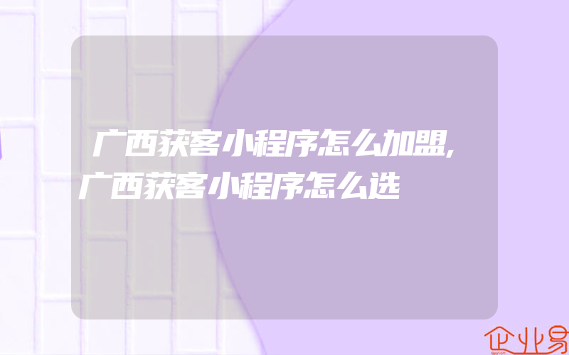 广西获客小程序怎么加盟,广西获客小程序怎么选