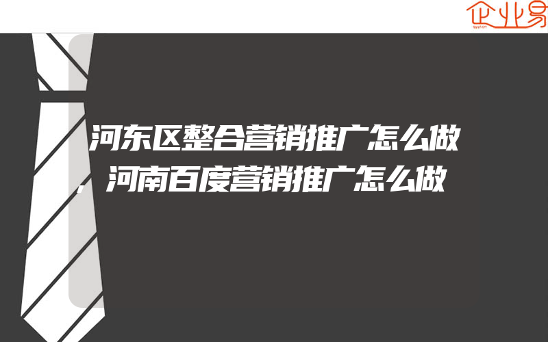 河东区整合营销推广怎么做,河南百度营销推广怎么做