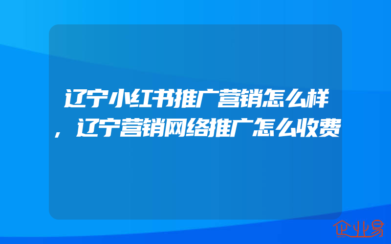 辽宁小红书推广营销怎么样,辽宁营销网络推广怎么收费