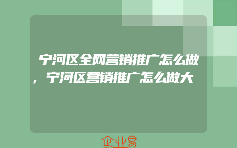 宁河区全网营销推广怎么做,宁河区营销推广怎么做大