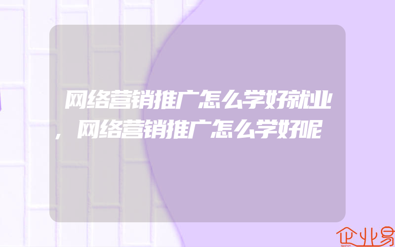 网络营销推广怎么学好就业,网络营销推广怎么学好呢