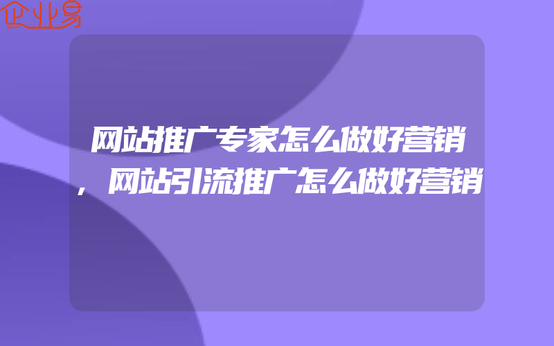 网站推广专家怎么做好营销,网站引流推广怎么做好营销