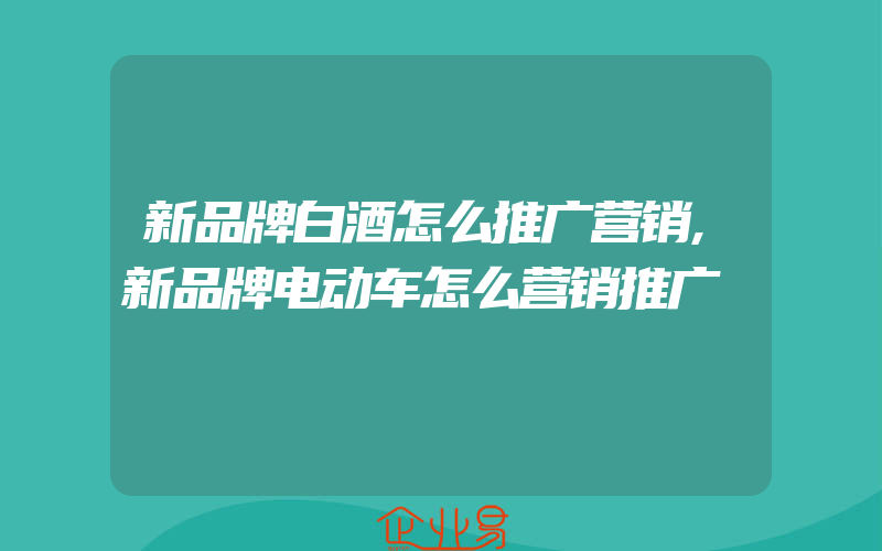 新品牌白酒怎么推广营销,新品牌电动车怎么营销推广