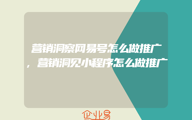 营销洞察网易号怎么做推广,营销洞见小程序怎么做推广