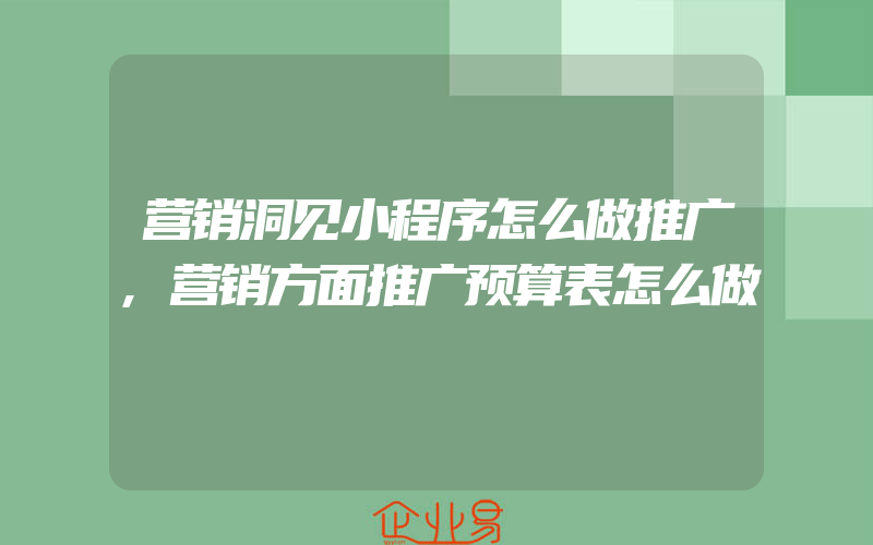 营销洞见小程序怎么做推广,营销方面推广预算表怎么做