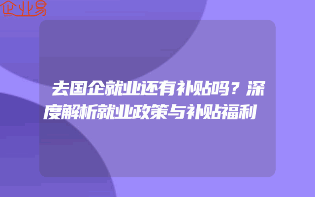 去国企就业还有补贴吗？深度解析就业政策与补贴福利