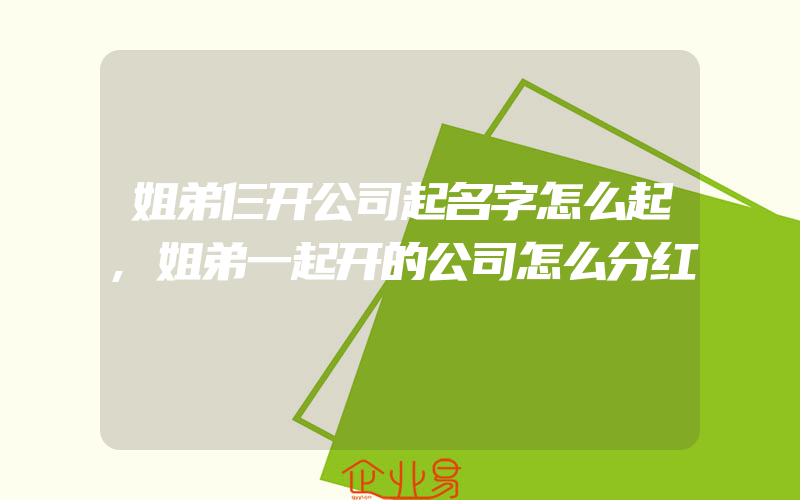 姐弟仨开公司起名字怎么起,姐弟一起开的公司怎么分红