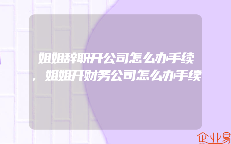 姐姐辞职开公司怎么办手续,姐姐开财务公司怎么办手续