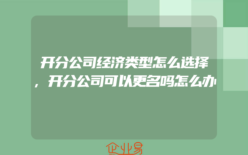 开分公司经济类型怎么选择,开分公司可以更名吗怎么办