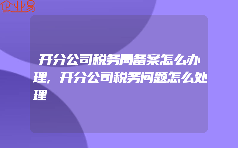 开分公司税务局备案怎么办理,开分公司税务问题怎么处理