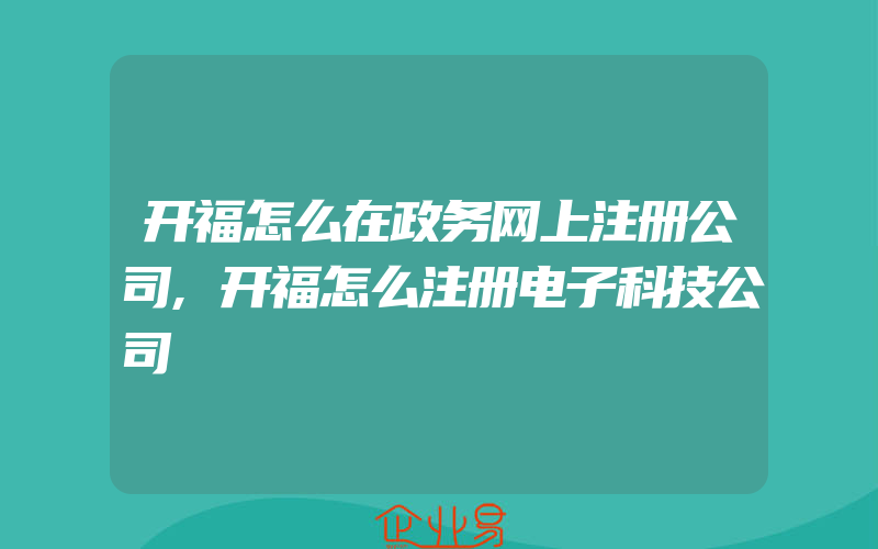 开福怎么在政务网上注册公司,开福怎么注册电子科技公司