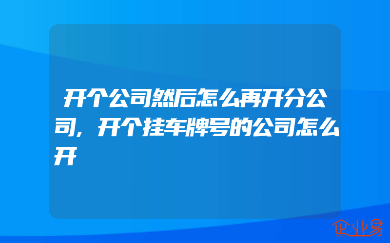 开个公司然后怎么再开分公司,开个挂车牌号的公司怎么开