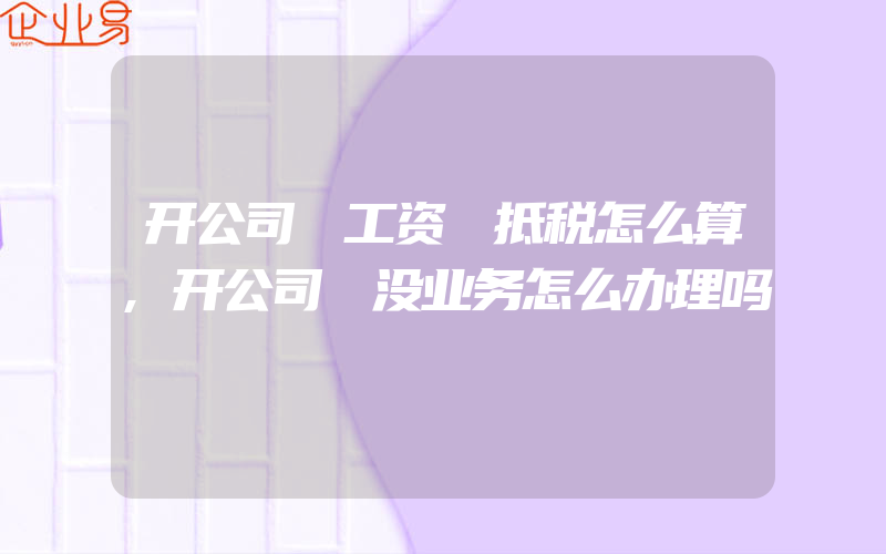 开公司 工资 抵税怎么算,开公司 没业务怎么办理吗