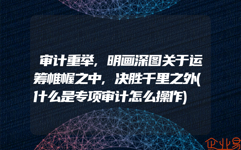 审计重举,明画深图关于运筹帷幄之中,决胜千里之外(什么是专项审计怎么操作)