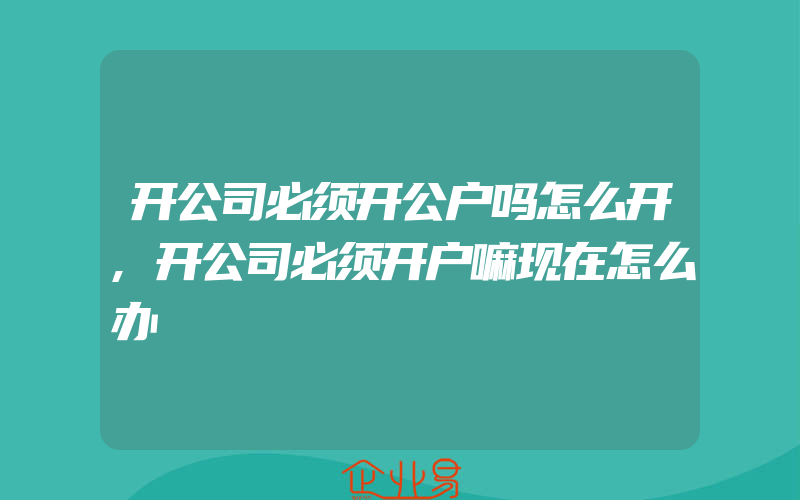 开公司必须开公户吗怎么开,开公司必须开户嘛现在怎么办