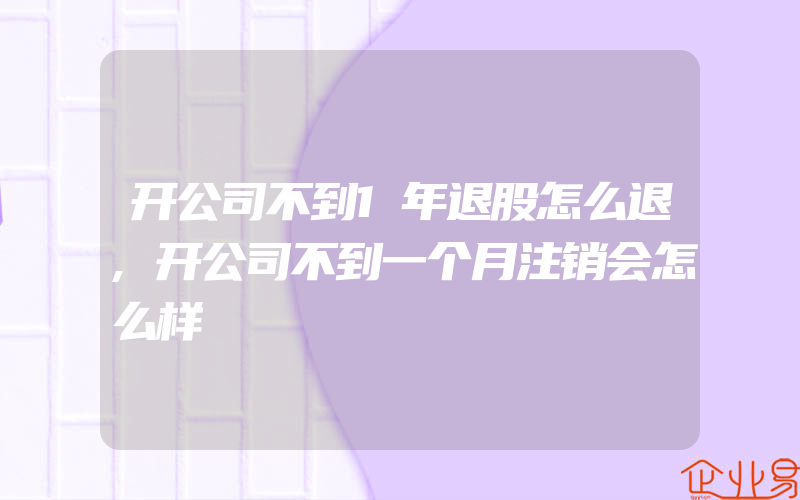 开公司不到1年退股怎么退,开公司不到一个月注销会怎么样