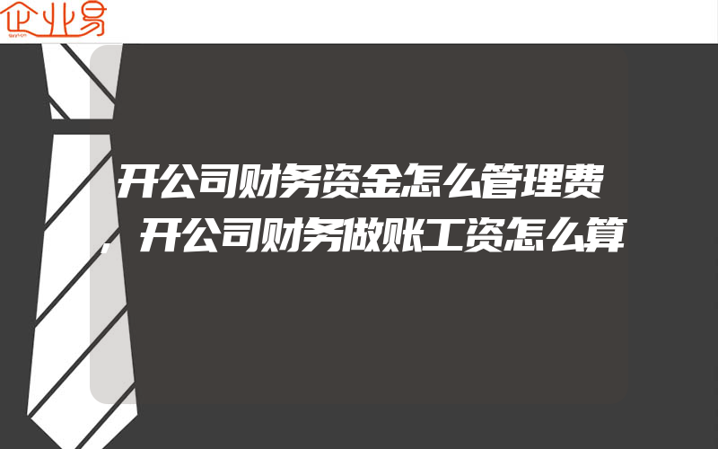 开公司财务资金怎么管理费,开公司财务做账工资怎么算