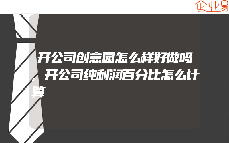 开公司创意园怎么样好做吗,开公司纯利润百分比怎么计算