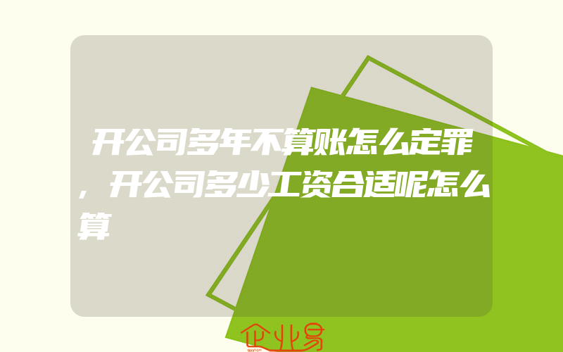 开公司多年不算账怎么定罪,开公司多少工资合适呢怎么算