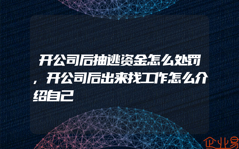 开公司后抽逃资金怎么处罚,开公司后出来找工作怎么介绍自己