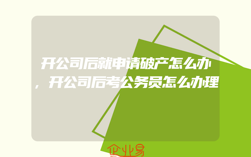 开公司后就申请破产怎么办,开公司后考公务员怎么办理