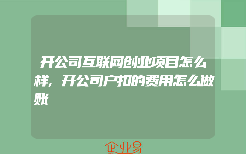 开公司互联网创业项目怎么样,开公司户扣的费用怎么做账