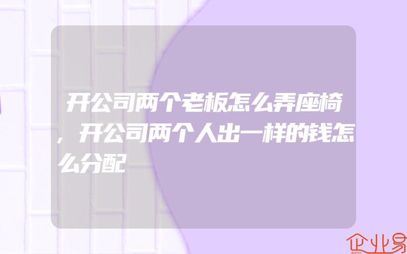 开公司两个老板怎么弄座椅,开公司两个人出一样的钱怎么分配