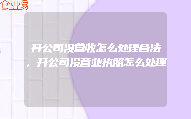 开公司没营收怎么处理合法,开公司没营业执照怎么处理