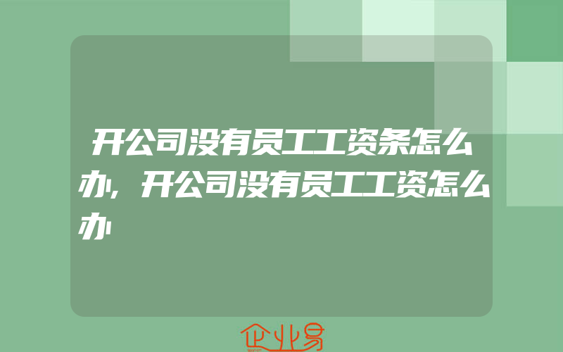 开公司没有员工工资条怎么办,开公司没有员工工资怎么办