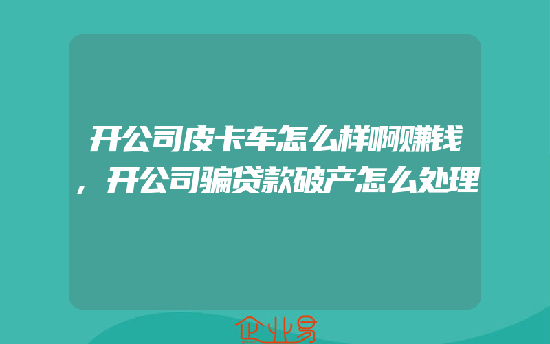 开公司皮卡车怎么样啊赚钱,开公司骗贷款破产怎么处理