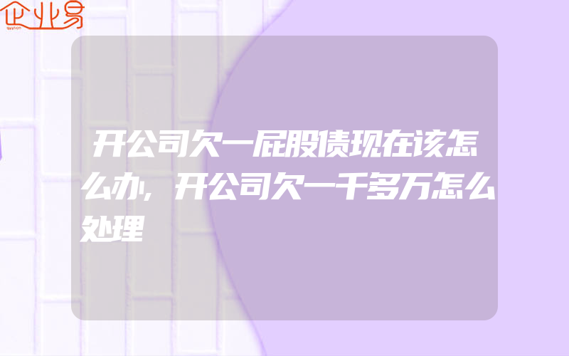 开公司欠一屁股债现在该怎么办,开公司欠一千多万怎么处理