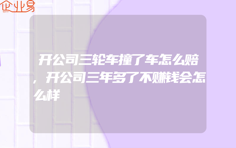 开公司三轮车撞了车怎么赔,开公司三年多了不赚钱会怎么样