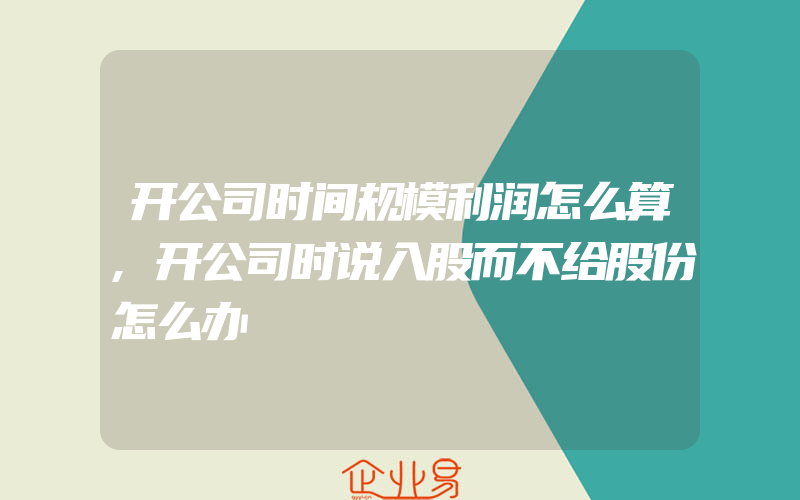 开公司时间规模利润怎么算,开公司时说入股而不给股份怎么办