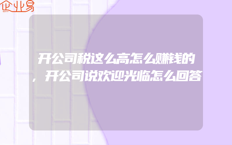 开公司税这么高怎么赚钱的,开公司说欢迎光临怎么回答