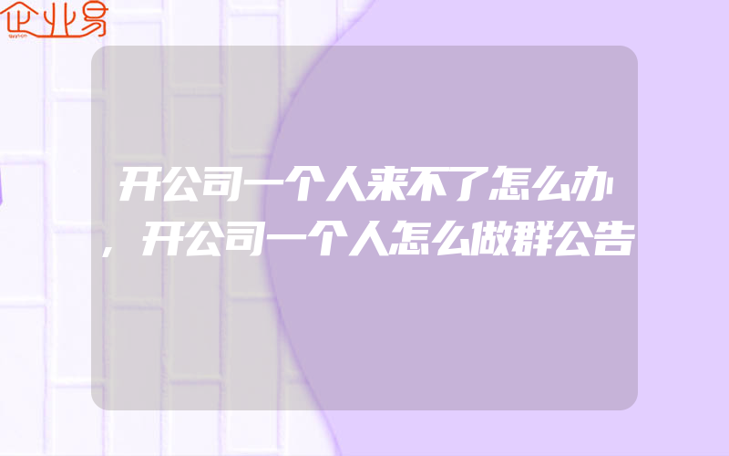 开公司一个人来不了怎么办,开公司一个人怎么做群公告