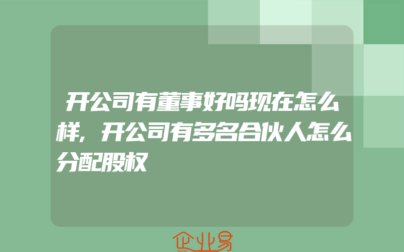 开公司有董事好吗现在怎么样,开公司有多名合伙人怎么分配股权